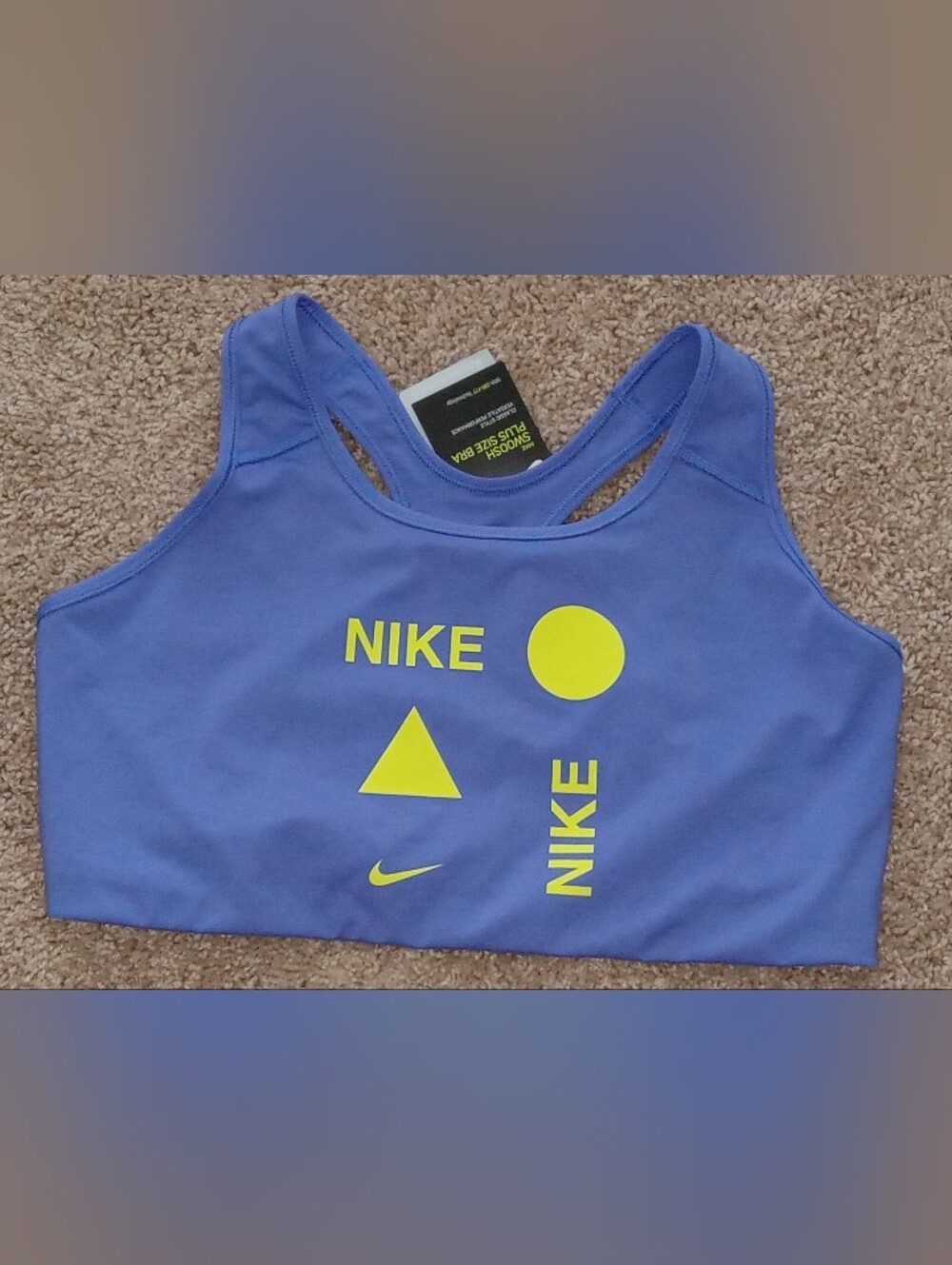 Nike Purple Sports Bra with Yellow Graphic Logos XL Compression